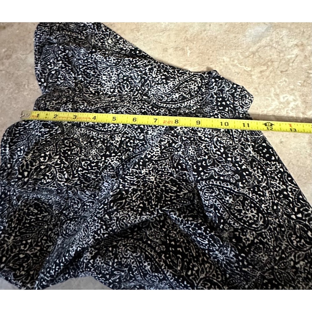 Counterparts Womens XL Black White Paisley Pull On Cropped Pants Button Hem - Picture 9 of 10
